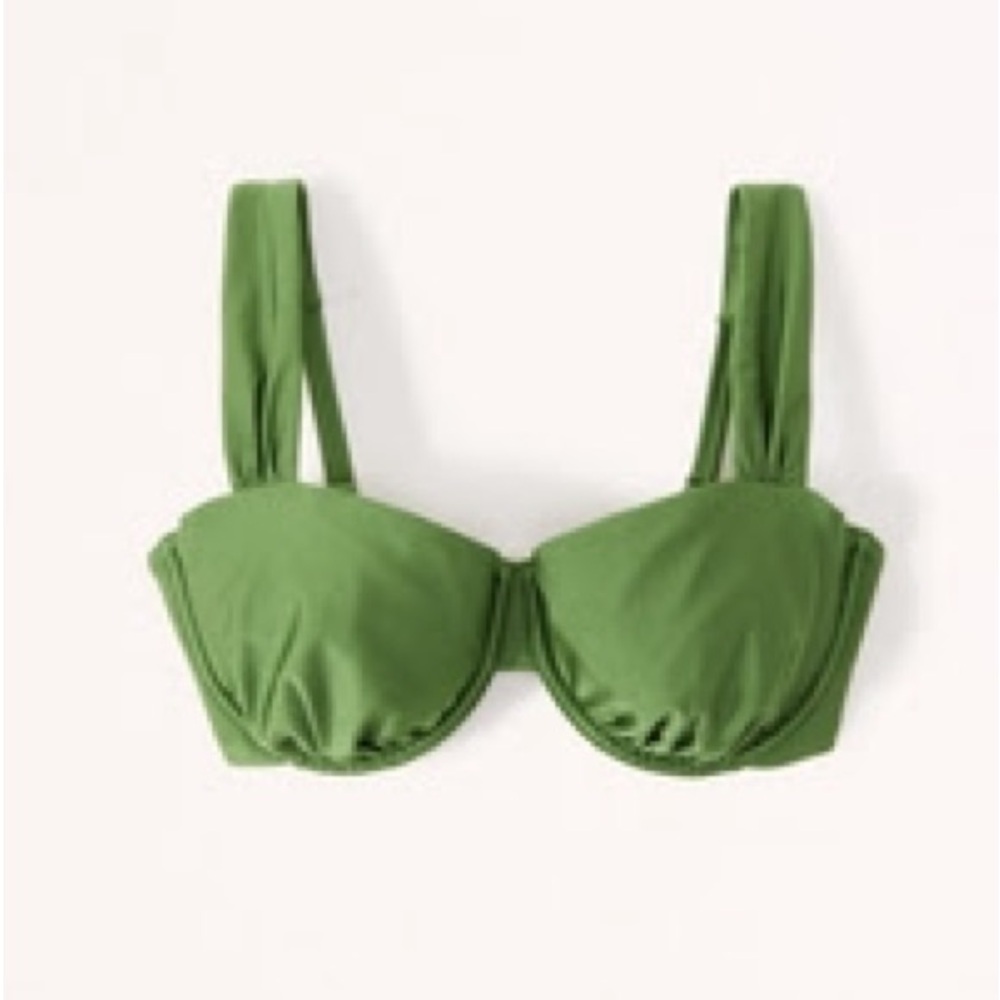 Abercrombie Curve Love Wide Strap Pleated Underwire Bikini Top Small